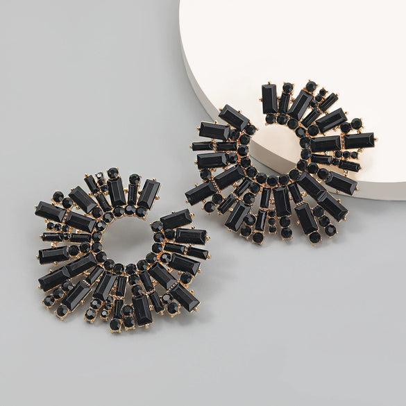 Alloy Diamond Rhinestone Geometric Sunflower Women's Earrings