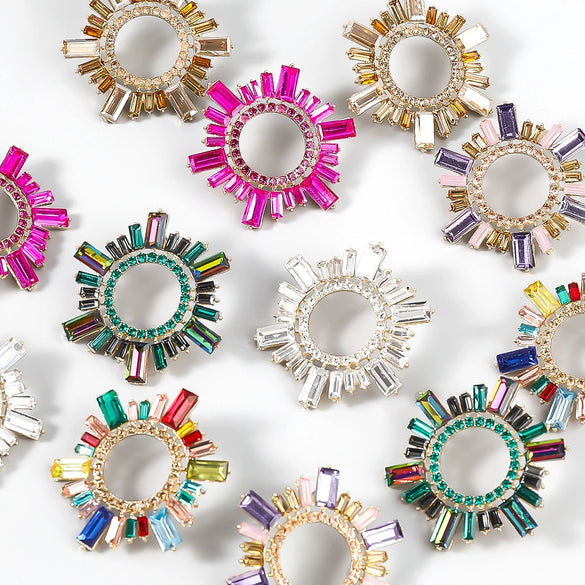 Alloy Diamond Sunflower Fashion Women's Earrings