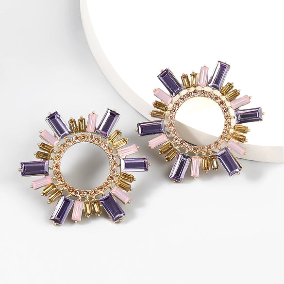 Alloy Diamond Sunflower Fashion Women's Earrings