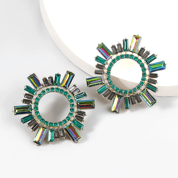 Alloy Diamond Sunflower Fashion Women's Earrings