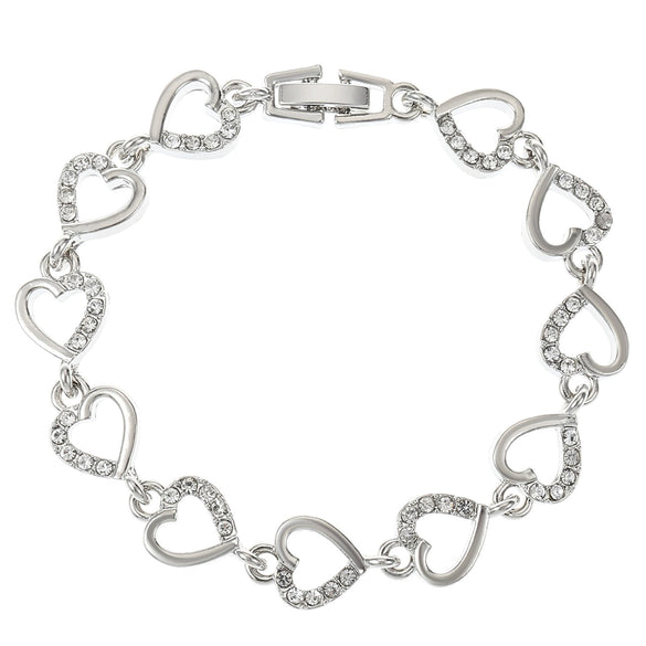 Alloy Diamond Women's Love Geometric Retro Bracelet With Flower And Heart Shapes