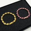 Alloy Diamond Women's Love Geometric Retro Bracelet With Flower And Heart Shapes