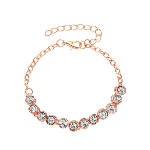 Alloy Diamond Women's Love Geometric Retro Bracelet With Flower And Heart Shapes
