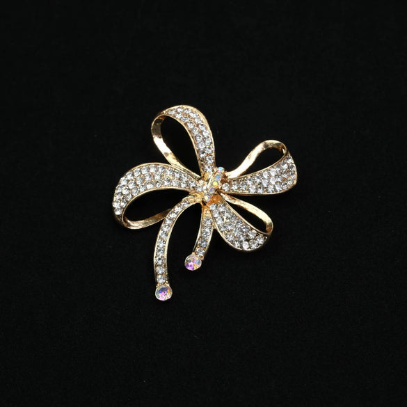 Alloy Diamondencrusted Bow Brooch Electroplating Fashion Jewelry