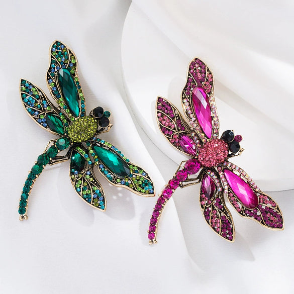 Alloy Diamondencrusted Dragonfly Brooch Fashion Personality Women's Accessories