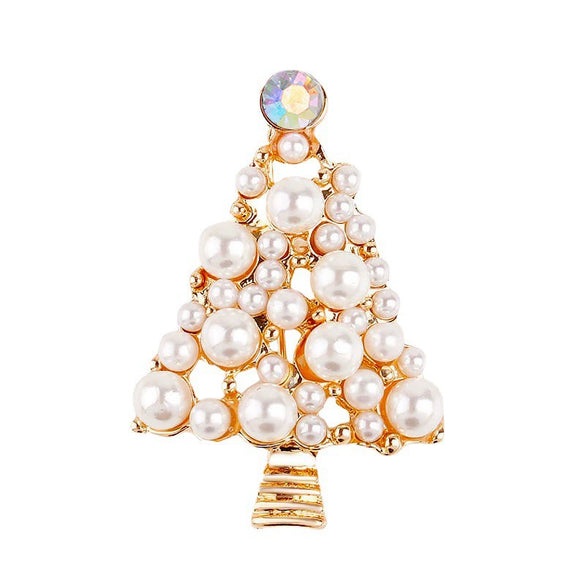 Alloy Diamondencrusted Geometric Christmas Tree Women's Brooch Accessories