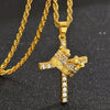 Alloy Diamondencrusted Geometric Crown Cross Pendant Necklace Unisex