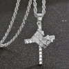 Alloy Diamondencrusted Geometric Crown Cross Pendant Necklace Unisex