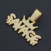 Alloy Diamondencrusted Geometric Letter Pendant Cuban Chain Necklace For Men Hiphop Style