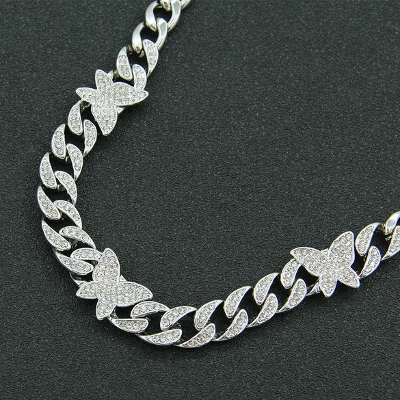 Alloy Diamondencrusted Insectshaped Cuban Chain Necklace For Women