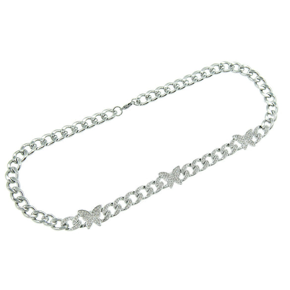 Alloy Diamondencrusted Insectshaped Cuban Chain Necklace For Women