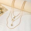 Alloy Diamondencrusted Love Pendant Threelayer Necklace With Letter Pattern For Women