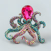 Alloy Diamondencrusted Octopus Brooch Natural Style Animal Pattern Women's Fashion Accessory