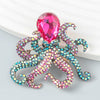 Alloy Diamondencrusted Octopus Brooch Natural Style Animal Pattern Women's Fashion Accessory