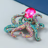 Alloy Diamondencrusted Octopus Brooch Natural Style Animal Pattern Women's Fashion Accessory