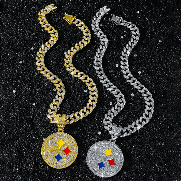 Alloy Disc Logo Pendant Hiphop Necklace With Animals Zodiac Pattern And Electroplating Design For Men Cuban Chain Style