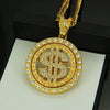 Alloy Dollar Sign Diamond Rotating Pendant Necklace With Cuban Chain Jewelry