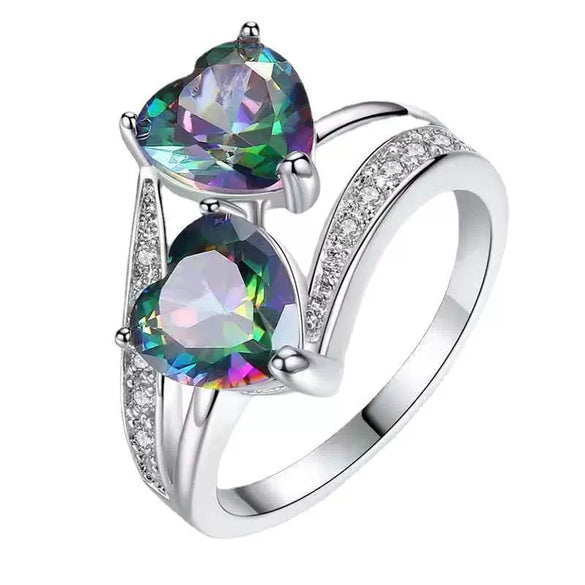 Alloy Double Heart Ring Electroplated Women's Fashion Hand Jewelry