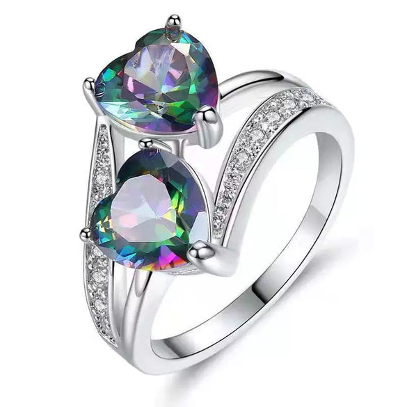 Alloy Double Heart Ring Electroplated Women's Fashion Hand Jewelry