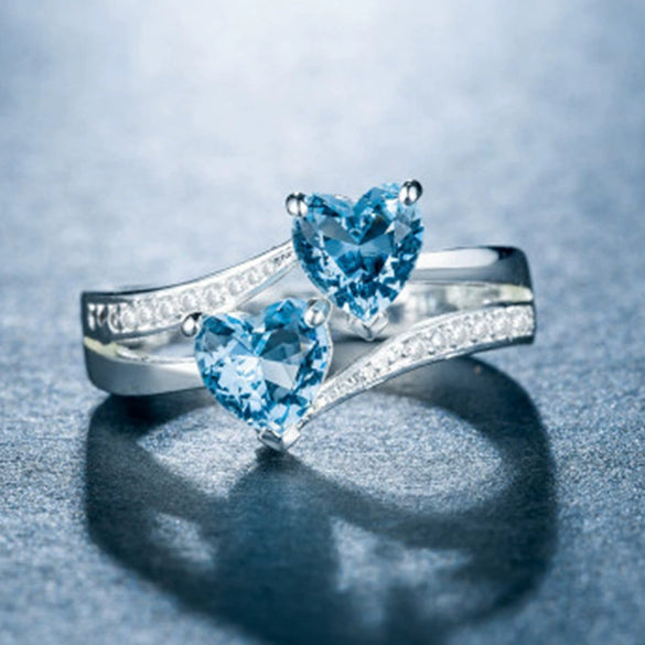 Alloy Double Heart Ring Electroplated Women's Fashion Hand Jewelry
