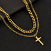 Alloy Double Layer Cross Pendant Necklace With Regular Chain Geometric Style Electroplating Treatment U Shape