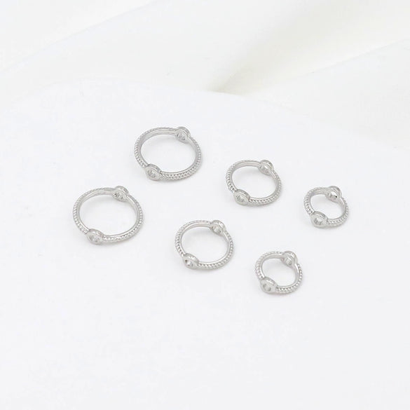 Alloy Double Twist Ring With Bead 18K Real Gold Electroplating Geometric Diy Accessories