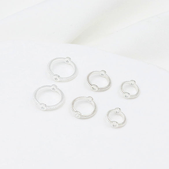Alloy Double Twist Ring With Bead 18K Real Gold Electroplating Geometric Diy Accessories