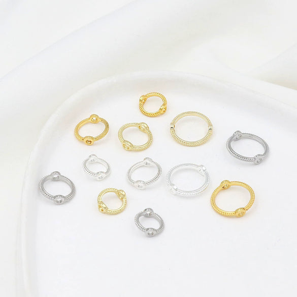 Alloy Double Twist Ring With Bead 18K Real Gold Electroplating Geometric Diy Accessories