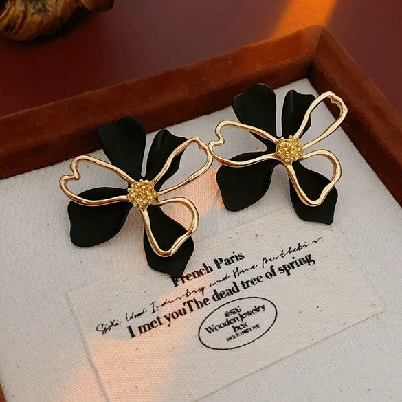 Alloy Doublelayer Cut Out Flower Geometric Style Electroplated Women's Earrings