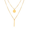 Alloy Doublelayer Fold Pendant Geometric Cross Chain Electroplated Necklace Jewelry Accessories