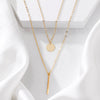 Alloy Doublelayer Fold Pendant Geometric Cross Chain Electroplated Necklace Jewelry Accessories
