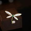Alloy Dragonfly Pearl Brooch For Women With Cartoon Style And Electroplating Design