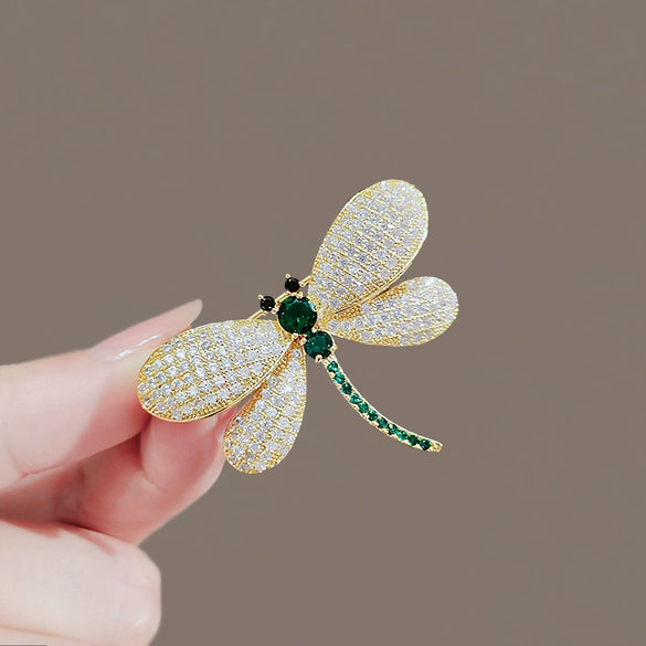 Alloy Dragonfly Women's Luxury Rhinestone Brooch With Electroplating