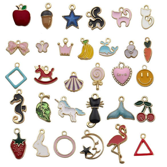 Alloy Dripgloss Pendants For Jewelry Accessories In Crown And Coconut Tree Cartoon Styles With Dripping Oil Treatment