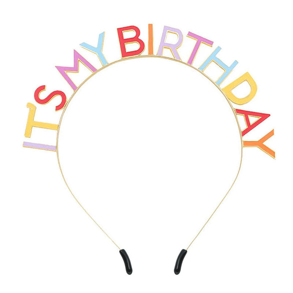 Alloy Dripping Oil Birthday Headband For Women With Letters Numbers Text Style