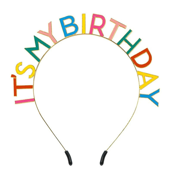 Alloy Dripping Oil Birthday Headband For Women With Letters Numbers Text Style