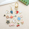 Alloy Dripping Oil Flower Four Leaf Clover Earrings Pendant Accessories