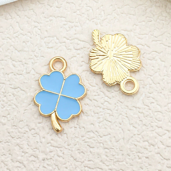 Alloy Dripping Oil Flower Four Leaf Clover Earrings Pendant Accessories