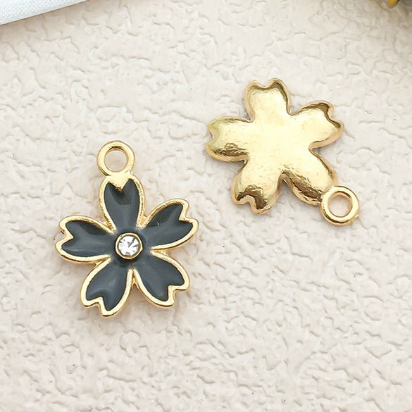 Alloy Dripping Oil Flower Four Leaf Clover Earrings Pendant Accessories