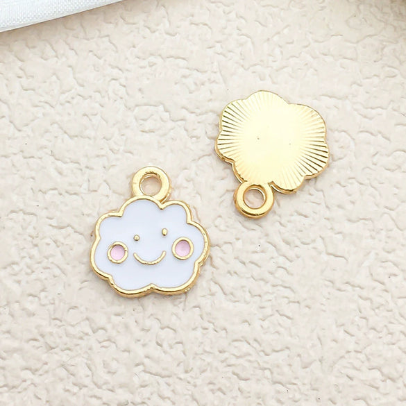 Alloy Dripping Oil Flower Four Leaf Clover Earrings Pendant Accessories