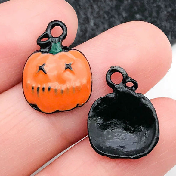 Alloy Dripping Oil Funny Pumpkin Cat Hat Halloween Earrings Pendant Jewelry Accessories