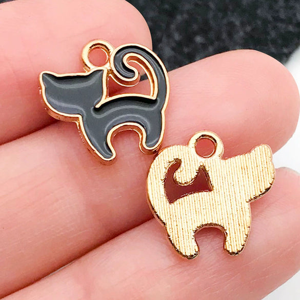 Alloy Dripping Oil Funny Pumpkin Cat Hat Halloween Earrings Pendant Jewelry Accessories