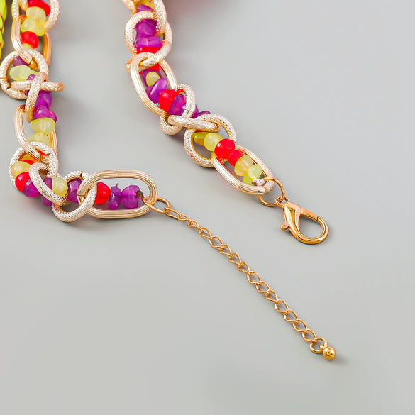 Alloy Dripping Oil Geometric Conch Sea Star Necklace For Women Retro Hip Hop Style With Snake Bone Chain