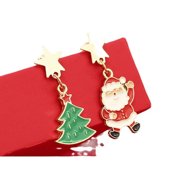 Alloy Dripping Oil Irregular Christmas Festival Element Earrings With Fashion Personality And Environmental Protection Design