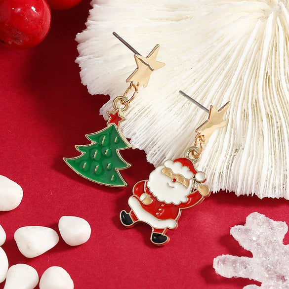 Alloy Dripping Oil Irregular Christmas Festival Element Earrings With Fashion Personality And Environmental Protection Design