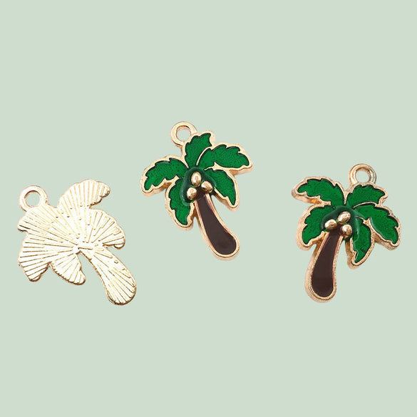 Alloy Dripping Oil Jewelry Accessories With Coconut Tree Pendant Earrings And Necklace
