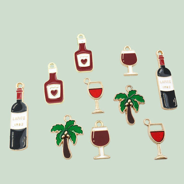 Alloy Dripping Oil Jewelry Accessories With Coconut Tree Pendant Earrings And Necklace