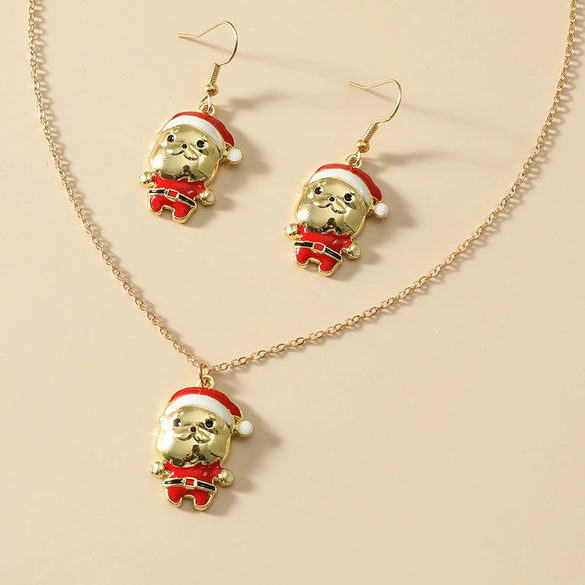 Alloy Dripping Oil Puppy Style Earrings And Necklace Set