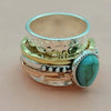 Alloy Drop Shape Distressed Retro Imitation Turquoise Ring For Women