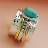 Alloy Drop Shape Distressed Retro Imitation Turquoise Ring For Women